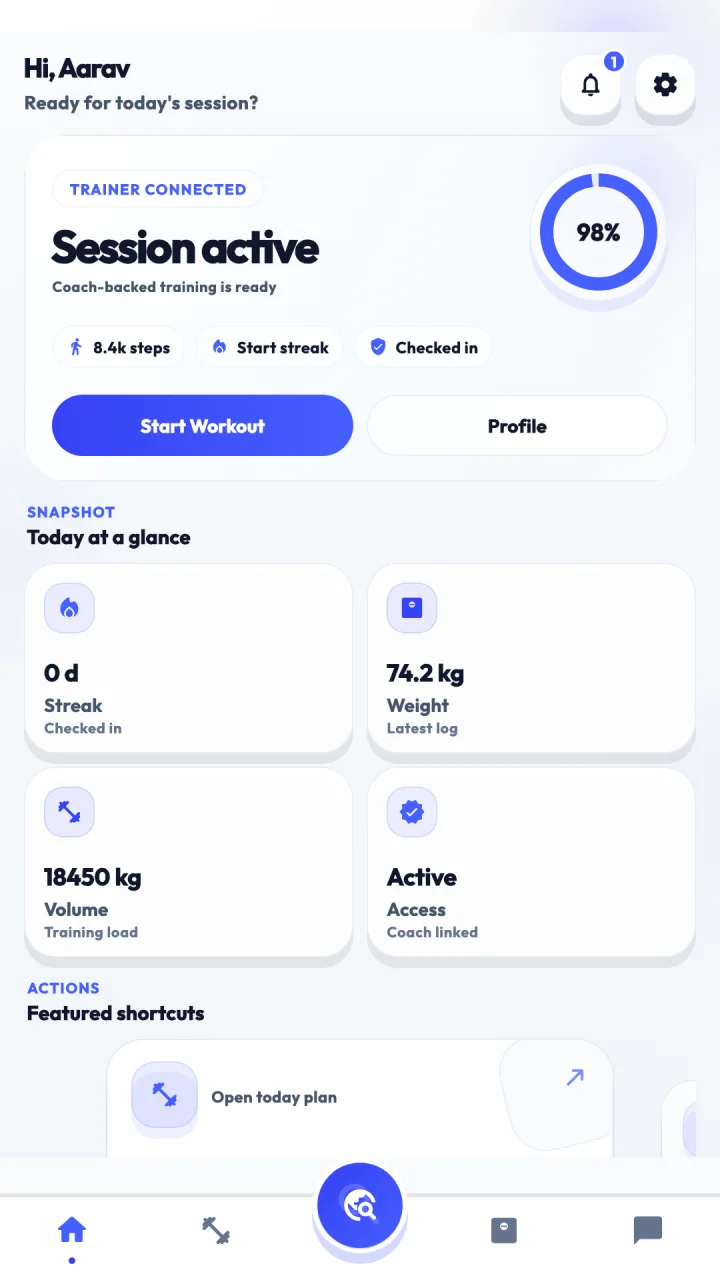 Atlas Member dashboard showing membership and fitness activity information.